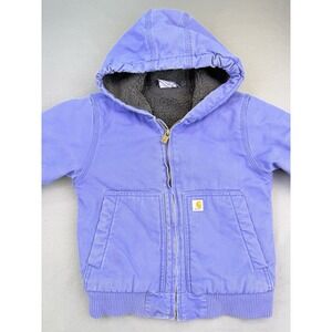 Carhartt Active Jacket Canvas Sherpa Lined Youth XS (6) Periwinkle Purple Jacket